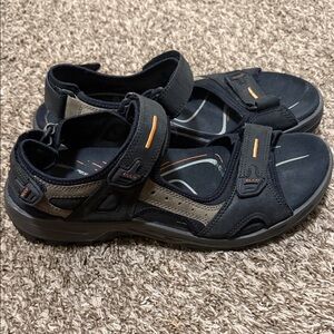 ECCO Yucatan Nubuck Sandal Men's Black and Tan size 46 (12/12.5)